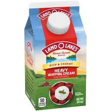 Whipping cream is a bit lighter since it contains less fat than heavy cream, and has about 30 to 36 percent milk fat. Land O Lakes Ultra Pasteurized Heavy Whipping Cream