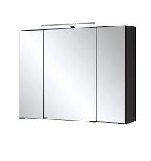 Die kreuzung aus einfachen badspiegeln mit schränken schafft zusätzlichen stauraum, ohne eine weitere stellfläche zu beanspruchen. Bad Spiegelschrank 3 Turig Mit Led Aufbauleuchte 80 Cm Breit Graphitgrau Einrichtung Fur Jeden Geschmack Bei Moebel Guenstig De