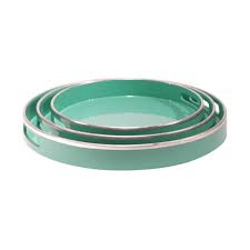 Round Blue Lacquer Trays