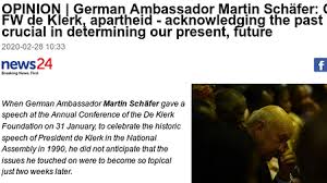 Fw de klerk is regularly in the office and hopes to visit greece, where his wife was born, once covid restrictions are lifted, says the foundation. On Fw De Klerk Apartheid Acknowledging The Past Crucial In Determining Our Present Future Federal Foreign Office