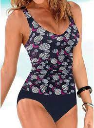 Veryvoga Nop Print Riem Elegant Modieus Badpakken Badpakken Blauw Vintage One Piece Swimsuits Retro One Piece Swimsuits One Piece