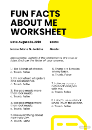 Free Fun Facts About Me Worksheet - Download in PNG, JPG | Template.net