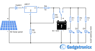 100w road surface isolux diagram. Solar Powered Led Light Circuit Gadgetronicx