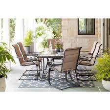 Hampton Bay Crestridge Rocking Padded Sling Spring Patio Dining Chair 6 Pack Kts60eh 6 The Home Depot Patio Dining Set Outdoor Dining Set Patio Dining Chairs