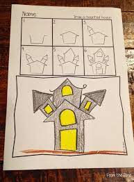 Free Haunted House Directed Drawing Halloween Kunst Kunst Grundschule Schulkunstprojekte