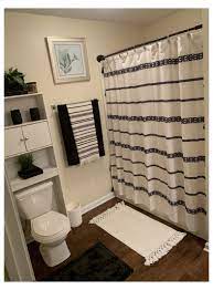 Boho Master Bathroom Black And White Apartment Bathroom Blackandwhiteapartmentbathroom In 2021 Black Bathroom Decor White Bathroom Decor Restroom Decor