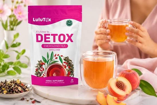 Lulutox Detox Tea peach-flavored tea product
