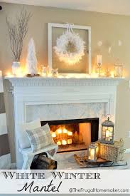 White Winter Mantel Christmas Fireplace Decor Christmas Home Fireplace Mantel Decor