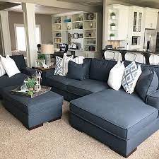 Lannynlane Makes A Splash With These Seaworthy Stripes And Earthy Touches All Aboard Blue Couch Living Room Ashley Furniture Living Room Couches Living Room