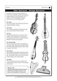 Activities include quizzes, wordsearches, crossword puzzles, jumbled letters and more to help students learn about the instruments of the orchestra. Tudor Instruments Stringed Instruments Worksheets And