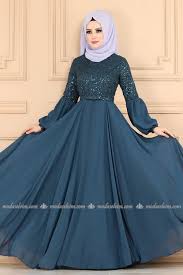 Modaselvim Abiye Kemerli Balon Kol Abiye Ech7308 Indigo Long Gown Dress Islamic Dress Abayas Fashion
