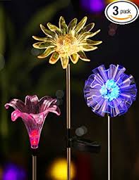 Bright Zeal Solar Stake Lights Life Size Figurines Led Set Of 3 Dandelion Lily Sunflower Solar Lights Garden Best Solar Garden Lights Solar Flower