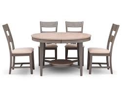 Give Mealtime Cottage Class With The Shaker Round Dining Set In Two Toned Washed Cream And Gray Finish Round Dining Room Sets Rowe Furniture Round Dining Room