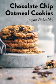 Vegan Peanut Butter Oatmeal Cookies With Chocolate Chips Gluten Free Recipe In 2020 Vegan Oatmeal Cookies Vegan Christmas Recipes Vegan Cookies