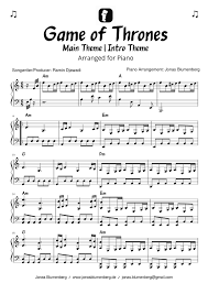 The main theme was written by composer ramin djawadi. Game Of Thrones Main Theme Intro Theme Piano Arrangement Sheet Music For Piano Solo Musescore Com