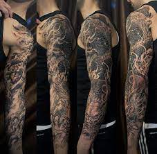 You can get a large size dragon tattoo, which would cover your entire arm from your wrist to your shoulder. 100 Dragon Sleeve Tattoo Designs For Men Fire Breathing Ink Ideas Dragon Sleeve Tattoos Full Sleeve Tattoos Black Sleeve Tattoo