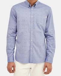 Coupe stylée sans efforts, se porte aussi bien avec ou sans cravate. Men S Slim Fit Blue Printed Fil Coupe Oxford Shirt Hkt By Hackett Fashion El Corte Ingles