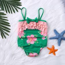 The first bath will be a sponge bath. New Girls Swimwear Bathing Suits Baby Swimsuit Children S Sling Bow Flower Print Frilled Ruffled One Piece Swimsuit Bikini A1 Swimwear Aliexpress