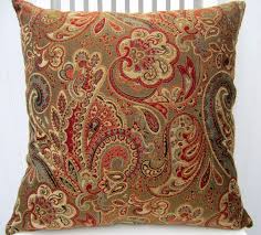 Paisley Decorative Pillow Covers 20x20 Beautiful Throw Pillow Red Blue Green Gold Brown 49 00 Paisley Pillows Paisley Throw Pillows Decorative Pillows