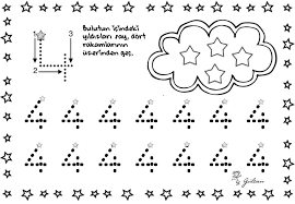 Dort 4 Rakami Calisma Sayfasi Okuloncesi Matematik Okul Okul Oncesi