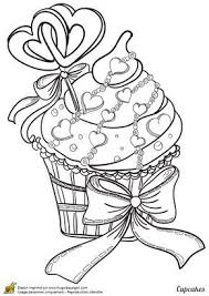Coloriages Cupcake Coeurs Et Rubans Coloriage Livre De Couleur Coloriage Gateau