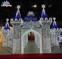 3D Outdoor Christmas Sculpture Decorations LED Castle Motif Light Shopping Mall Display