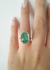 18k Oval Emerald Engagement Ring Unique Engagement Ring Etsy Gemstone Rings Vintage 14k Engagement Ring Unique Engagement Rings