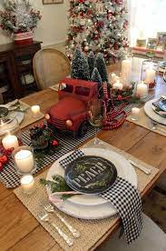 This year, break from tradition with a tree designed just for you. Red Truck Red Pickup Tablesetting Tablescape Pier1 Farmstyle Countrystyle Country Christmas Kitchen Decor Christmas Tablescapes Farmhouse Christmas Decor