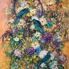 SOLD "Gathering Of Friends" 30"x 40" Diane saw my painting in the corridor  going in and out of her office.. " Every time I saw it, it made me so  happy" she