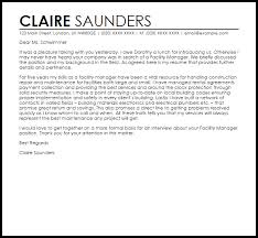 Facility Manager Cover Letter Sample Cover Letter Templates Examples