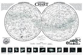 Details About Sky Map Black White Entire Sky Northern And Southern Hemispheres Polar