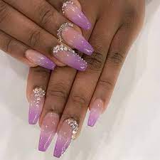 Creative nail design ideas for short nails via 21 Lavender Coffin Nails That Are Perfect For Spring Page 2 Of 2 Stayglam