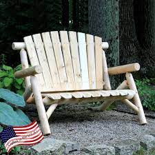 lakeland mills 4 ft white cedar log loveseat bench love seat white cedar outdoor