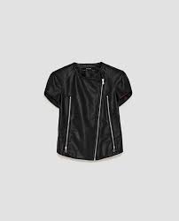 Leather Effect Jacket With Short Sleeves Jackets Faux Leather Jackets Leather Jacket