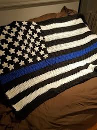 Thin Blue Line Flag Blanket Pattern Etsy Blue Crochet Blanket Thin Blue Line Flag Blue Line Flag