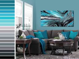 Black And Blue Living Room Decor Extra Large Wall Art Canvas Print Of Horizontal Painting Etsy Turquoise Living Room Decor Living Room Color Schemes Living Room Color