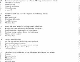 Maybe you would like to learn more about one of these? Continuing Professional Development Self Assessment Quiz Comparison Of Treatment Modalities In Burning Mouth Syndrome 2009 Australian Dental Journal Wiley Online Library