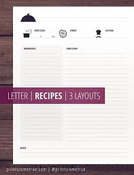 Recipe Printables Minimalist Clean Printable Cook Book Recipe Pages And Templates Recipe Food Printables Recipe Cards Template Printable Recipe Cards