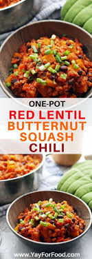 Flavourful Hearty And Ready In One Hour Try This Delicious And Healthy One Pot Vegan Chili Featuring Red Len Vegan Chili Stew Recipes Butternut Squash Chili