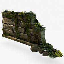 Jungle Broken Rock Wall 3d Model 3d Model Break Wall Rock Wall