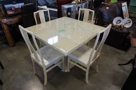 Take a look at our range of dining chairs to create your own perfect dining set. Eastern White Laquer Dining Table W 4 Chairs And Cracked Glass Top