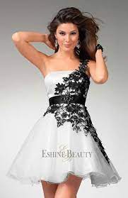 Color > black and white dresses. White And Black Short Wedding Dress Black And White Prom Dresses Spring Prom Dresses Satin Homecoming Dress