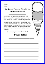 Ice Cream Color Poems Fun Ice Cream Shaped Writing Templates Poetry Worksheets Kindergarten Writing Prompts Kindergarten Poems