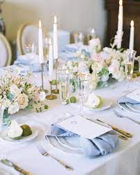 This Classic And Elegant Table Decoration For A Wedding Reception Comes In White And Blue Wedding Decorations Blue Wedding Centerpieces Blue Wedding Receptions