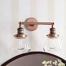 Brayden Studio Dupree 2 Light Dimmable Vanity Light Copper Lighting Vintage Bathroom Lighting Copper Light Fixture