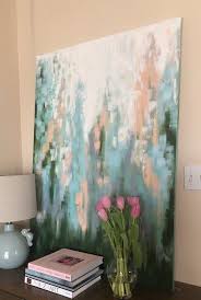 Green Abstract Painting Teal Modern Painting Above Couch Art Extra Large Painting Horizontal W Horizontal Wall Art Modern Painting Modern Abstract Painting