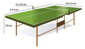 La superficie superior de la mesa, conocida como superficie de juego, será rectangular, con una longitud de 2,74 m y una anchura de 1,525 m, y estará situada en un plano horizontal a 76 cm del suelo. Medidas De Cancha De Ping Pong Tenis De Mesa Mesa De Ping Pong Ping Pong Medidas De Mesas