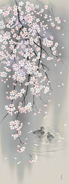 japanese tenugui cotton fabric cherry blossoms bird sakura flowers sakura flowers cherry blossom art spring wall decor hanging wall art