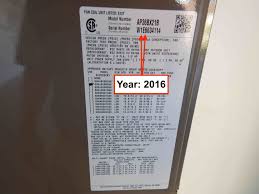 The model number is where you can find the number you're looking for. York Ac Age How To Find The Year Of Manufacture Waypoint