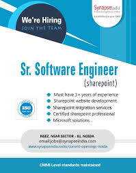 Synapseindia Jobs Sr Software Engineer Sharepoint Sharepoint Software Engineer Job